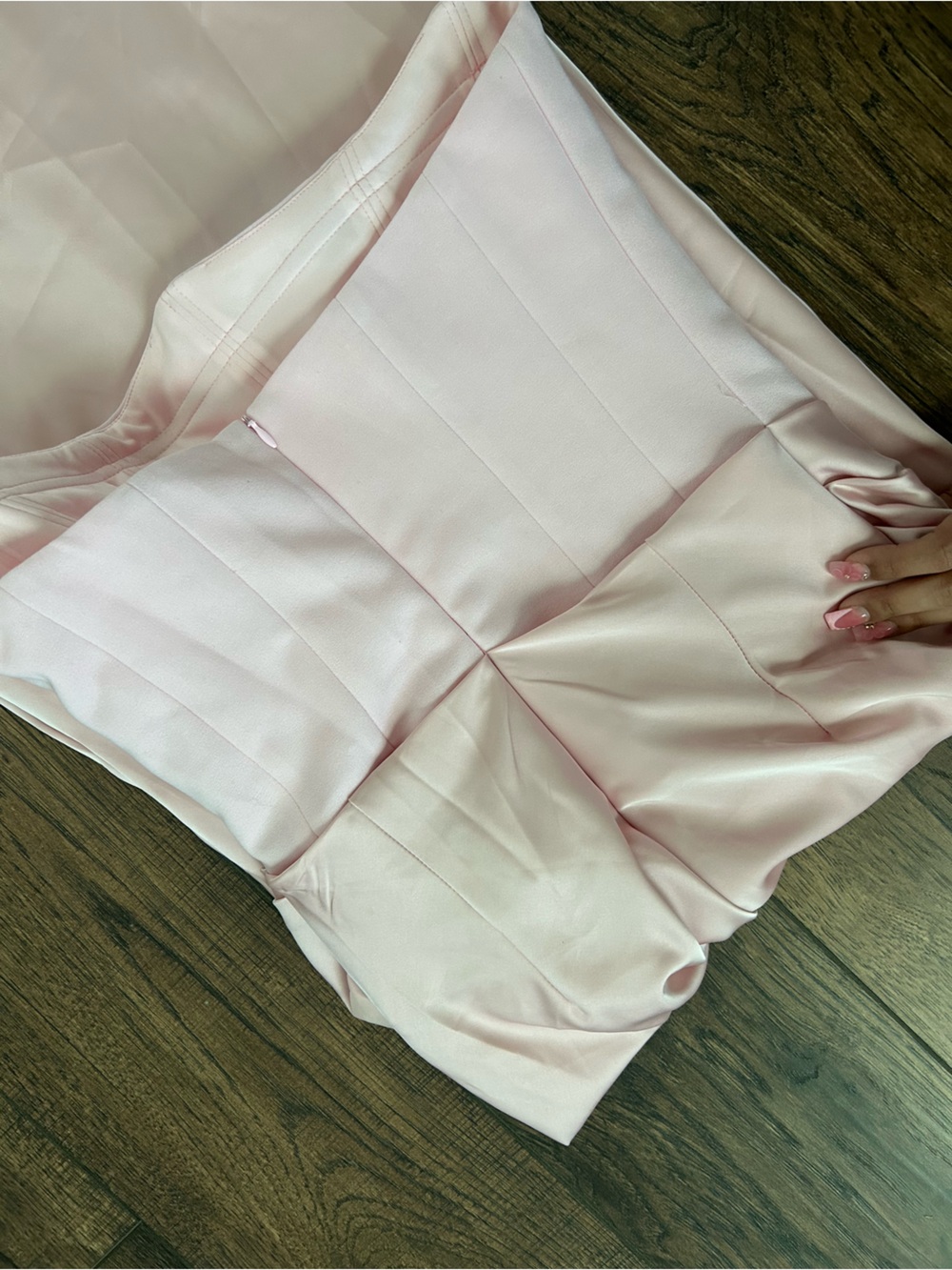 Strapless Pink Satin Evening Gown - Picture 9 of 11